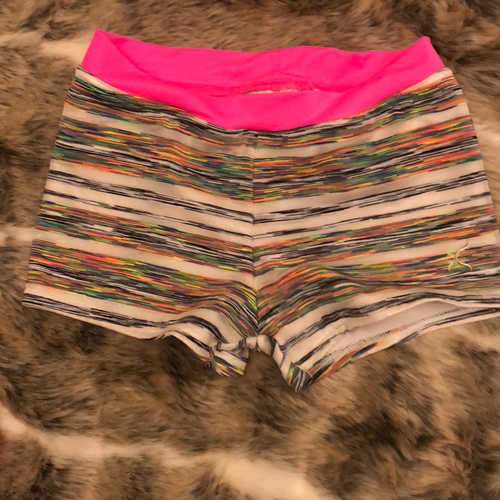 White colorful Capezio spanks with pink band
